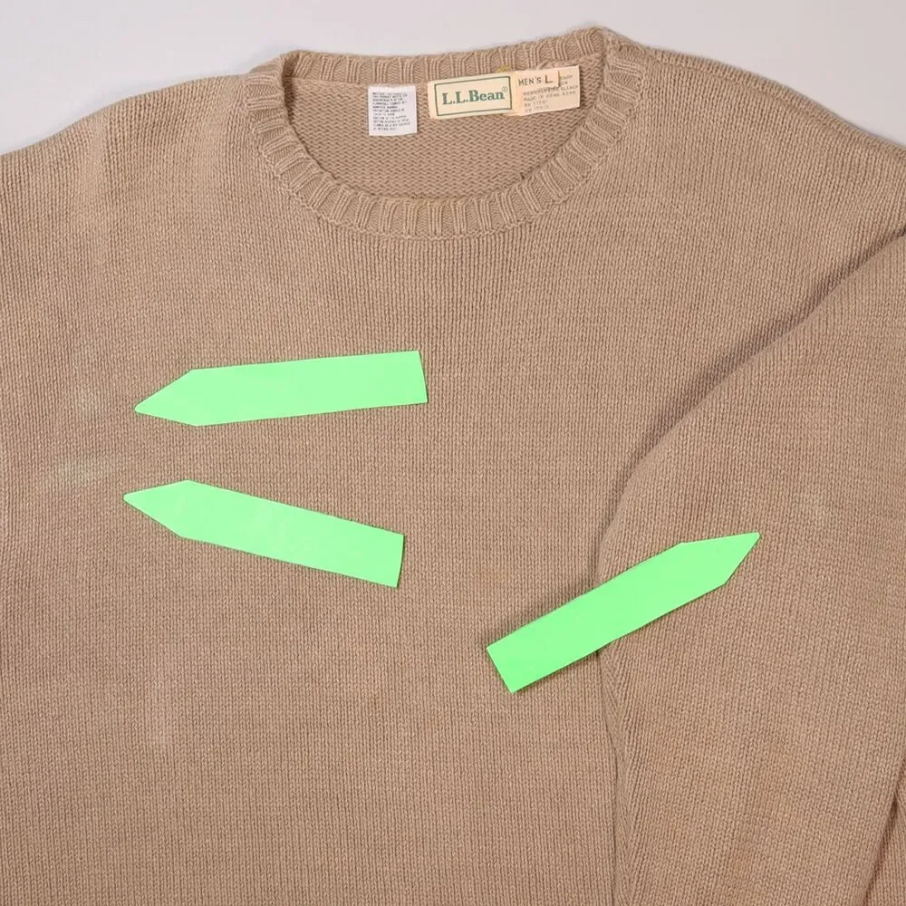 Vintage L.L. Bean Ribbed Crewneck Sweater Beige Cotton Men's Size Large